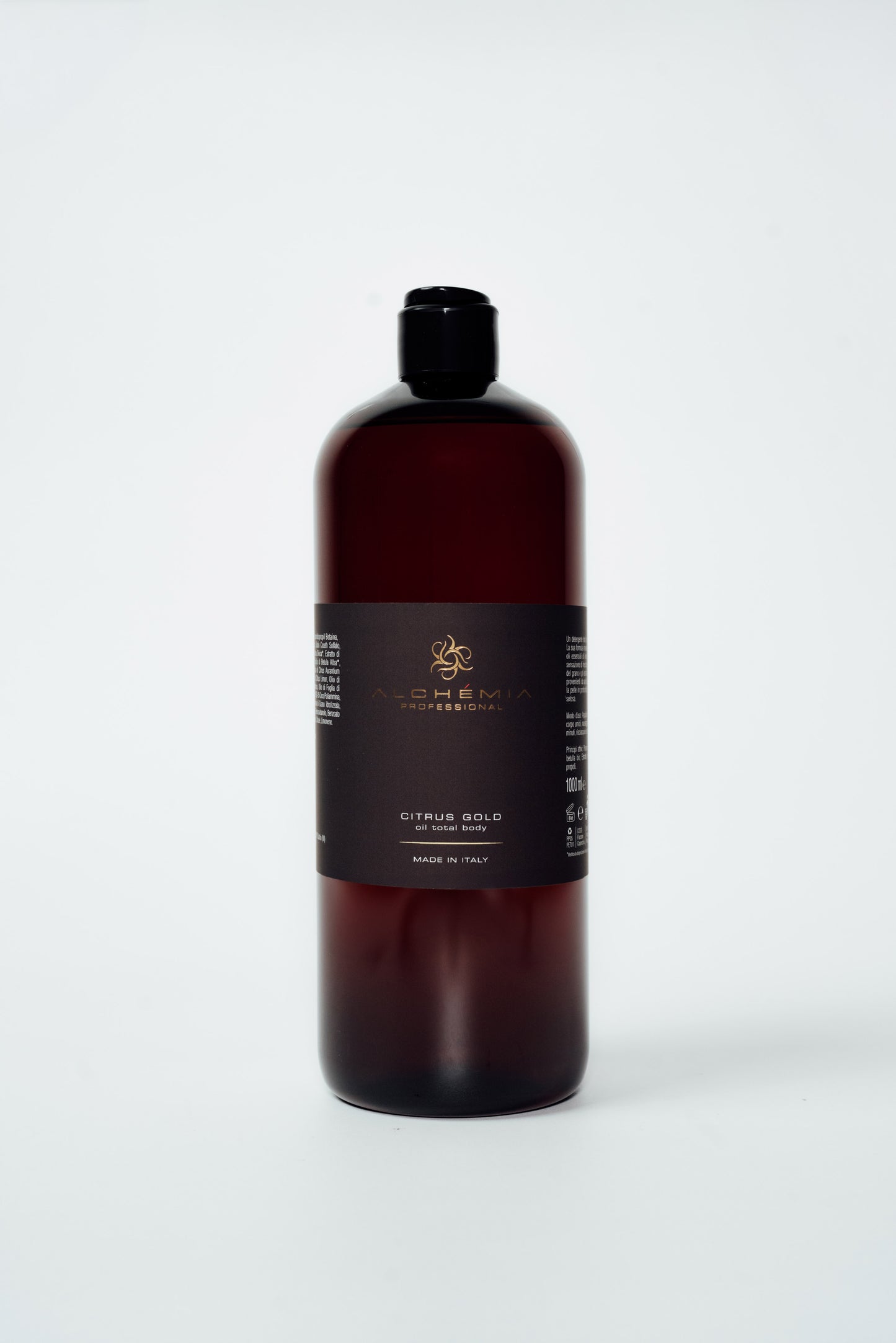 Shampoo Oil Total body-Citrus Gold bottle, a blend of biodegradable oils for hair and body cleansing.