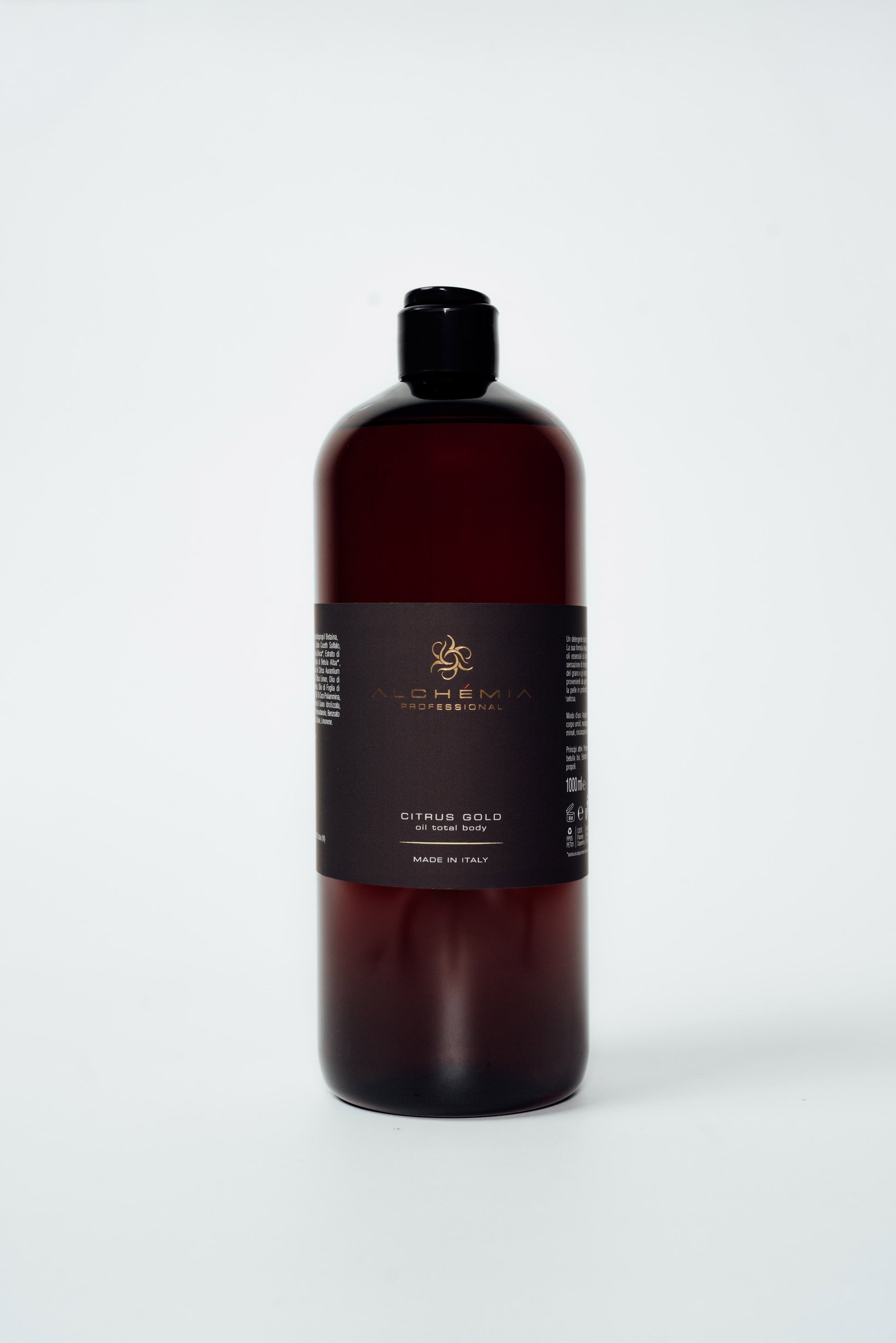 Shampoo Oil Total body-Citrus Gold bottle, a blend of biodegradable oils for hair and body cleansing.