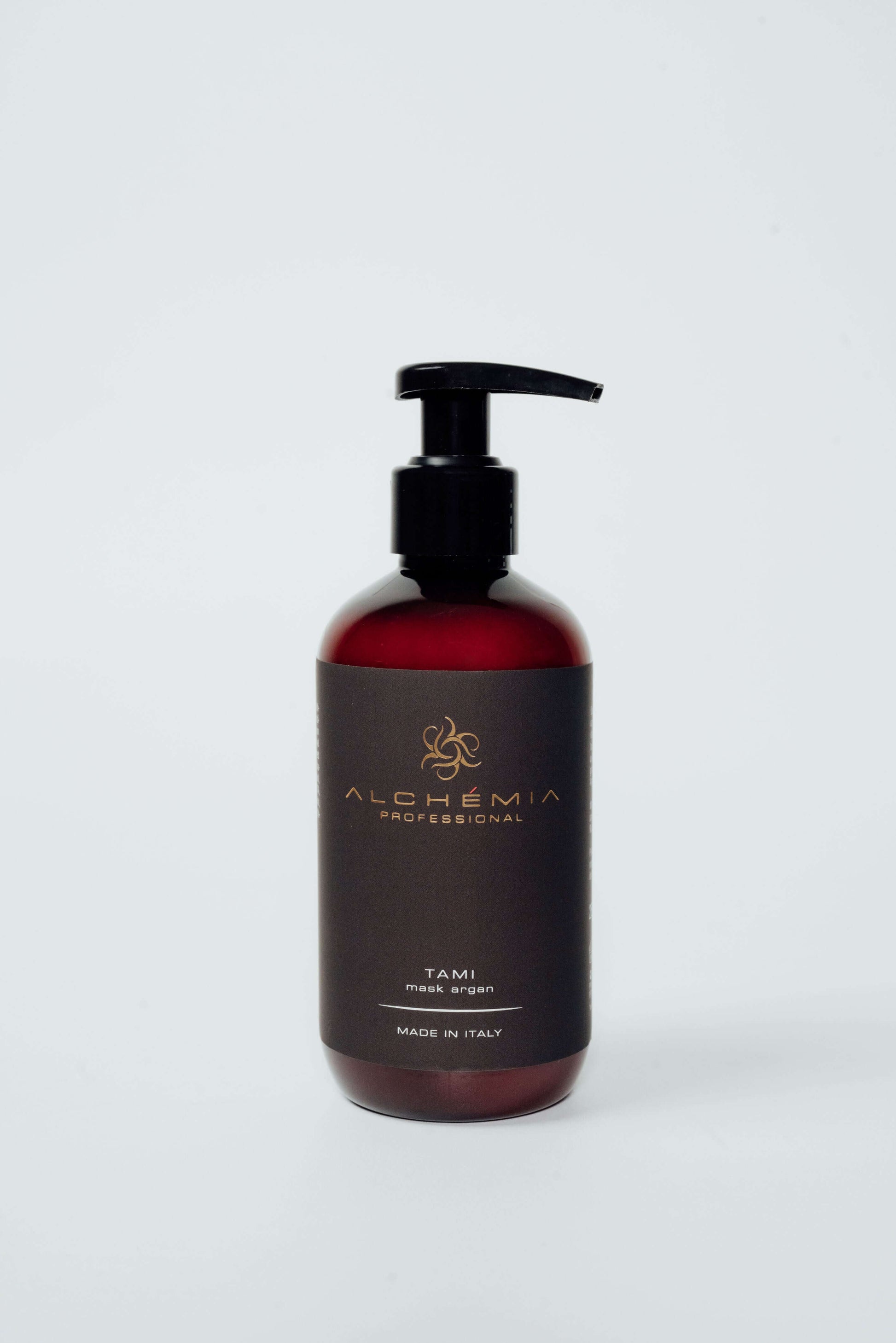 Maschera Argan per capelli secchi e ribelli in bottiglia elegante con erogatore.